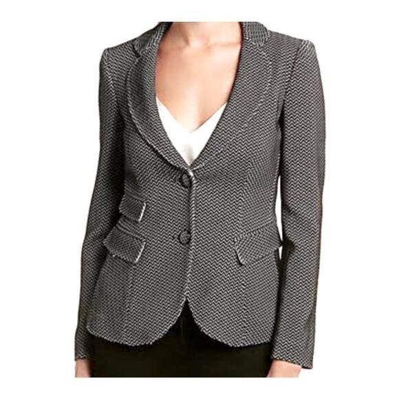 Giorgio Armani Collezioni Chevron Jacquard Blazer Black SZ 6 jacket - Picture 1 of 8
